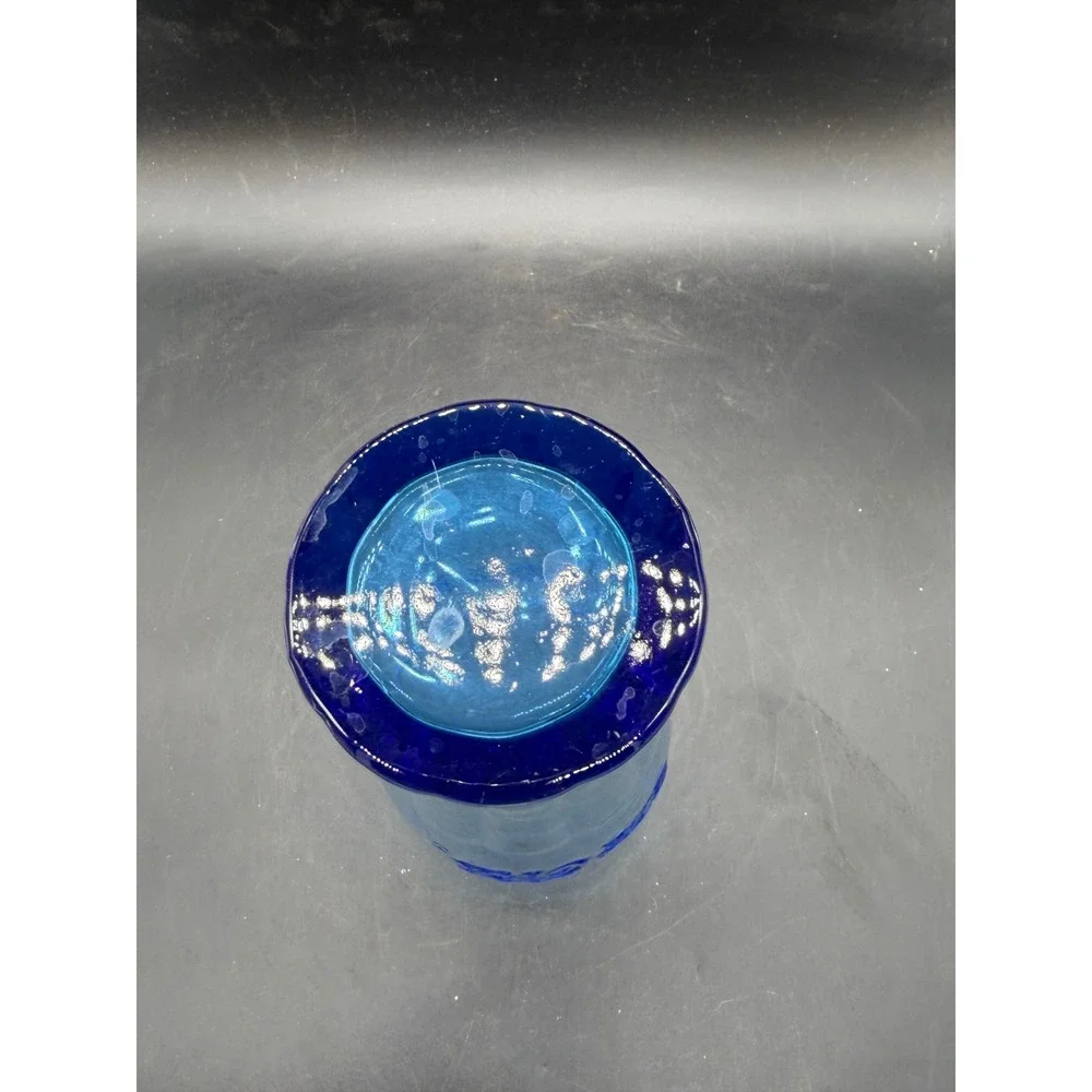 Coca-Cola Blue Ombre Glass Embossed Logo Bell Shape Tumbler 6 Inch